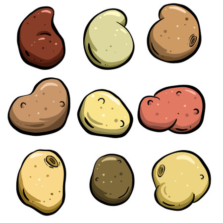 Cartoon White and Red Potato Illustration Collectionのイラスト素材