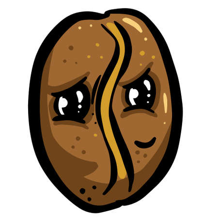 Cartoon Raw Coffee Bean Character Illustrationのイラスト素材