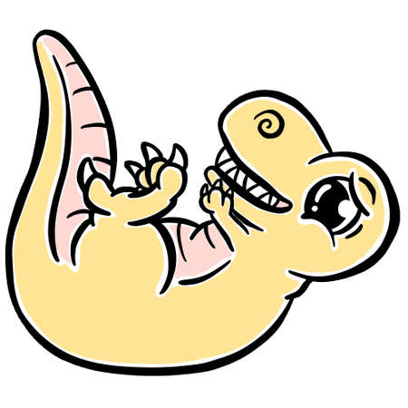 Cute Cartoon Dinosaur Illustration for Children Looking Happy Vectorのイラスト素材