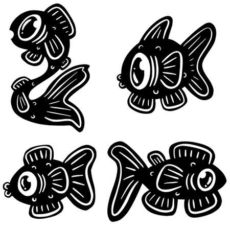 Cartoon Style Fish Goldfish Icon or Logo Idea for Fishingのイラスト素材