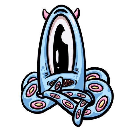 Cute Cartoon Octopus with Big Eyes for Logo or Mascot Design in Vectorのイラスト素材