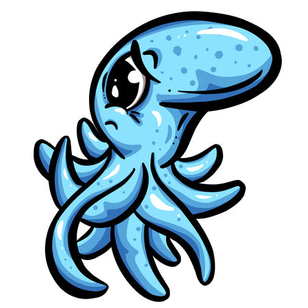 Cute Cartoon Octopus with Big Eyes for Logo or Mascot Design in Vectorのイラスト素材