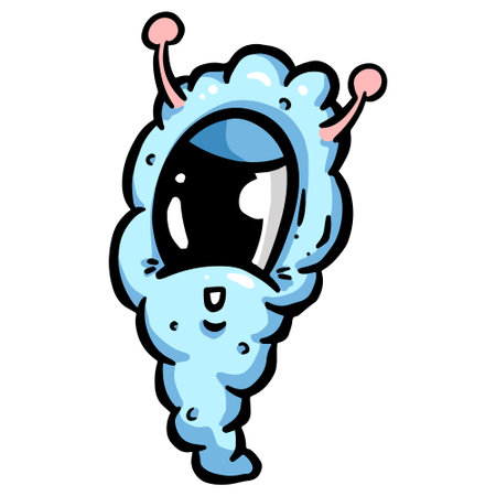 Pupa or Cocoon Style Blob Alien Cartoon Character with Antennaのイラスト素材