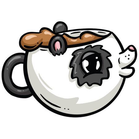 Cute Childs Coffee Cup Design Illustration in the Shape of a Pandaのイラスト素材