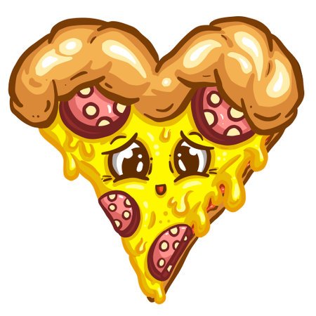 Illustration of a slice of pizza in the shape of a heartのイラスト素材