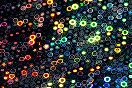 A Holographic Vibrant and Colourful Disco Circles that are Shiny for Backgroundの写真素材