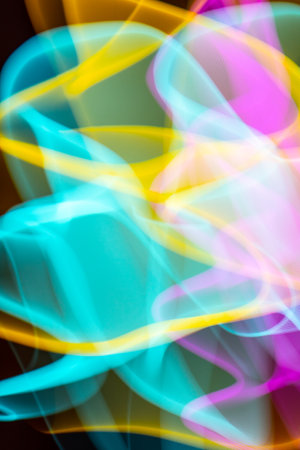 A Neon Wavy Light Nightclub Background Swirls on Black Background