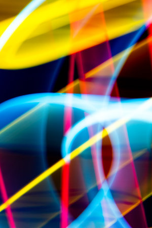 A Neon Wavy Light Nightclub Background Swirls on Black Background