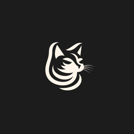 cat icon vector illustration design template black and white color on dark backgroundの素材