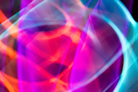 A Abstract Neon Lights on Black Background Blurred and Moving 80s Vibe Disco