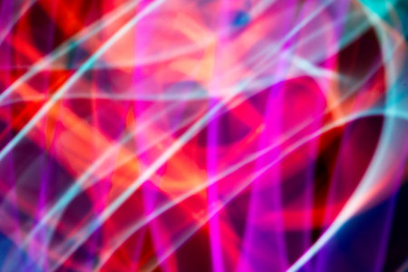 A Abstract Neon Lights on Black Background Blurred and Moving 80s Vibe Disco
