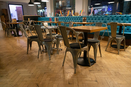 Empty Closed Cafe with Dining Seats and Table