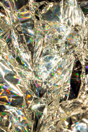 A Holographic Crumpled Gold Bronze Paper Material which is Shiny for Background