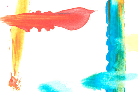 A Thick Messy Abstract Vivid Paint Strokes and Brush Marks Multicolored art Style Backgroundの写真素材