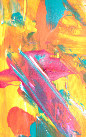 A Thick Messy Abstract Vivid Paint Strokes and Brush Marks Multicolored art Style Backgroundの写真素材