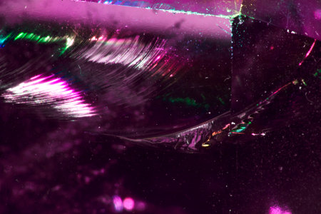 Close Up of a Rock Crystal with inclusions in Putple blue Rainbowの写真素材
