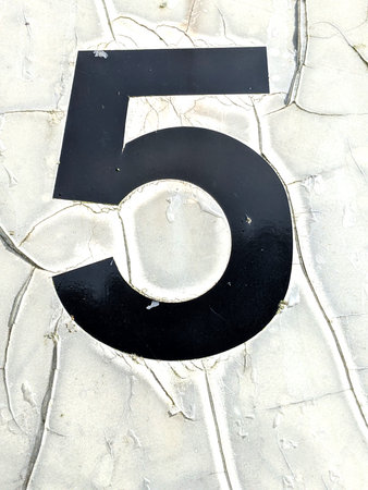 Written Wording in Distressed State Typography Found Number Five 5の写真素材