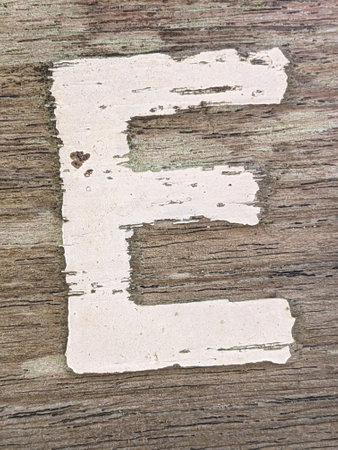 Written Wording in Distressed State Typography Found Letter E Ransom Noteの写真素材