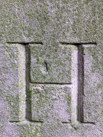 Written Wording in Distressed State Typography Found Letter H Ransom Noteの写真素材