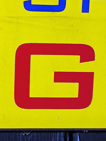 Written Wording in Distressed State Typography Found Letter G Ransom Noteの写真素材