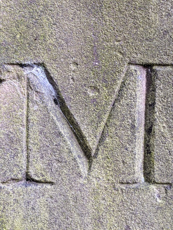 Written Wording in Distressed State Typography Found Letter M Ransom Noteの写真素材