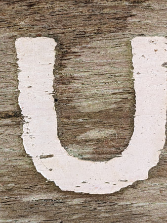 Written Wording in Distressed State Typography Found Letter U Ransom Noteの写真素材