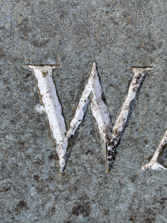 Written Wording in Distressed State Typography Found Letter W Ransom Noteの写真素材