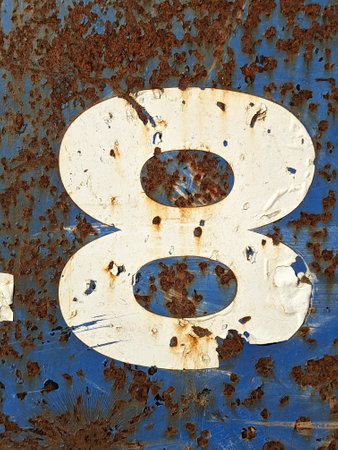 Written Wording in Distressed State Typography Found Number Eight 8 Ransom Noteの写真素材