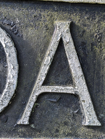 Written Wording in Distressed State Typography Found Letter A Ransom Noteの写真素材