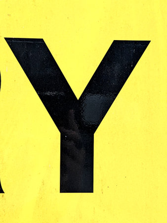 Written Wording in Distressed State Typography Found Letter Y Ransom Noteの写真素材