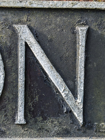 Written Wording in Distressed State Typography Found Letter N Ransom Noteの写真素材