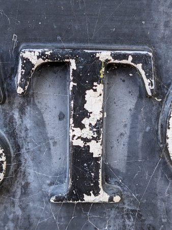 Written Wording in Distressed State Typography Found Letter T Ransom Noteの写真素材