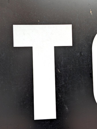 Written Wording in Distressed State Typography Found Letter T Ransom Noteの写真素材