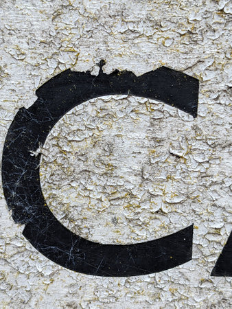 Written Wording in Distressed State Typography Found Letter C Ransom Noteの写真素材