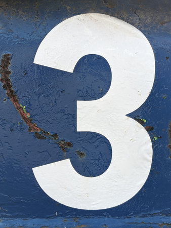 Written Wording in Distressed State Typography Found Number Three 3の写真素材