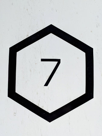 Written Wording in Distressed State Typography Found Number Seven 7の写真素材
