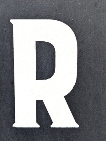 Written Wording in Distressed State Typography Found Letter R Ransom Noteの写真素材