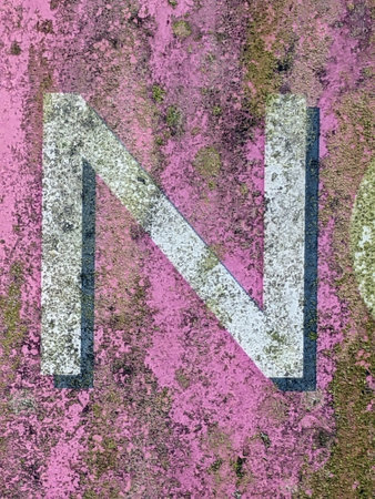 Written Wording in Distressed State Typography Found Letter N Ransom Noteの写真素材