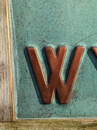 Written Wording in Distressed State Typography Found Letter W Ransom Noteの写真素材