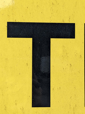 Written Wording in Distressed State Typography Found Letter T Ransom Noteの写真素材