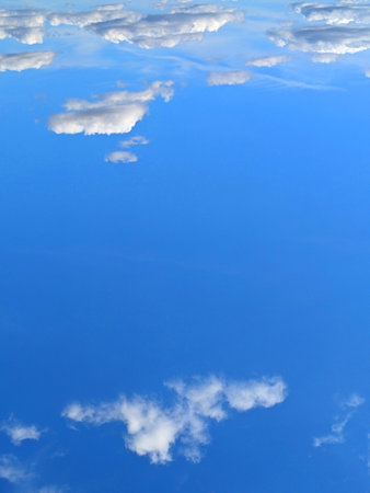 Blue Fluffy Clouds White in the Sky Day Skyscapeの写真素材