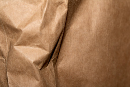 Brown Paper Bag Crumpled and Creased for Backgroundの写真素材