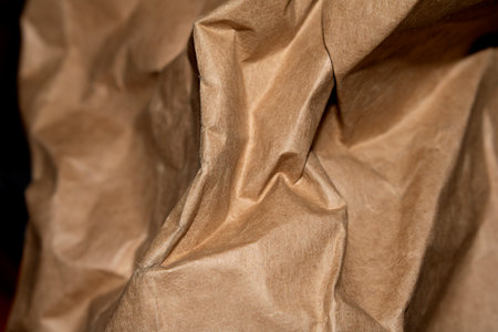 Brown Paper Bag Crumpled and Creased for Backgroundの写真素材