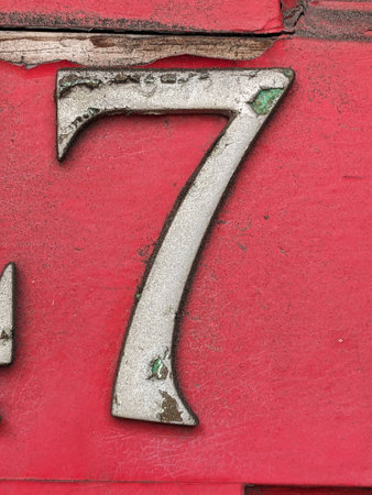 Written Wording in Distressed State Typography Found 7 SevenNumberの写真素材