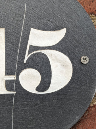 Written Wording in Distressed State Typography Found Five 5 Number