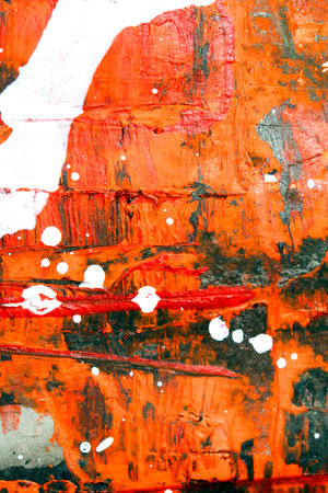 Thick Black Red and White Ink and Paint Splatters and Lines Abstract Background