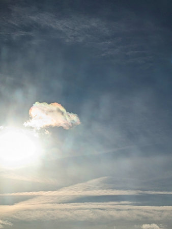 Cloudscape Fluffy White Clouds and Blue Sky for Backgroundの写真素材