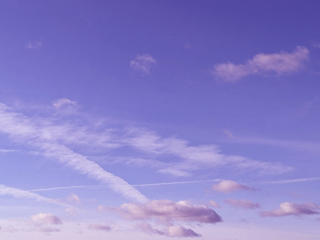 Cloudscape Fluffy White Clouds and Blue Sky for Backgroundの写真素材