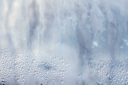 Water Condensation Small Bubbles Moisture on a Glass Window Close up