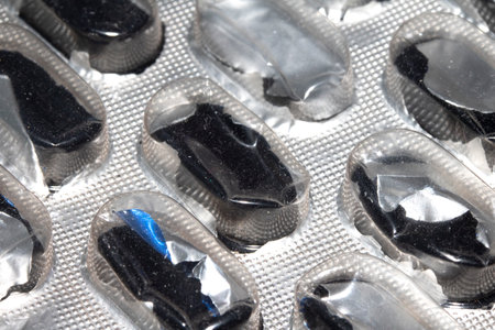 Open Used Broken Foil Pill Popping Tablet Dispenser Blister Packet Close Upの写真素材